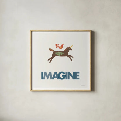 Imagine by Mercedes Lopez Charro. Shown in a natural wood glass frame for a timeless modern aesthetic. Available as an archival giclee rolled canvas, fine art paper, or poster print. SKU 77785a.