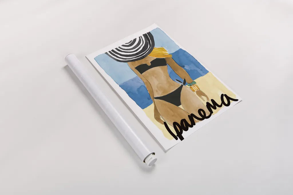 Ipanema Girl by Mercedes Lopez Charro. shown as a rolled paper print. Available as archival giclee rolled canvas, fine art paper, or poster print. SKU 79997h.
