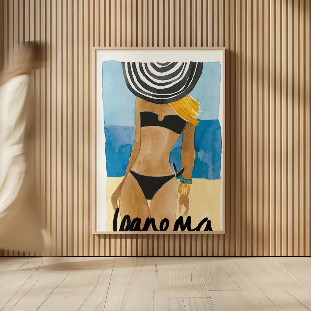 Ipanema Girl by Mercedes Lopez Charro. shown as over sized large wall art. Available as an archival giclee rolled canvas, fine art paper, or poster print. SKU 79997h.