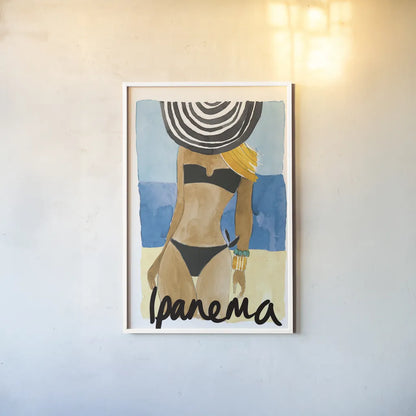 Ipanema Girl by Mercedes Lopez Charro. shown as a paper print in a white frame. Available as a archival giclee rolled canvas, fine art paper, or poster print. SKU 79997h.
