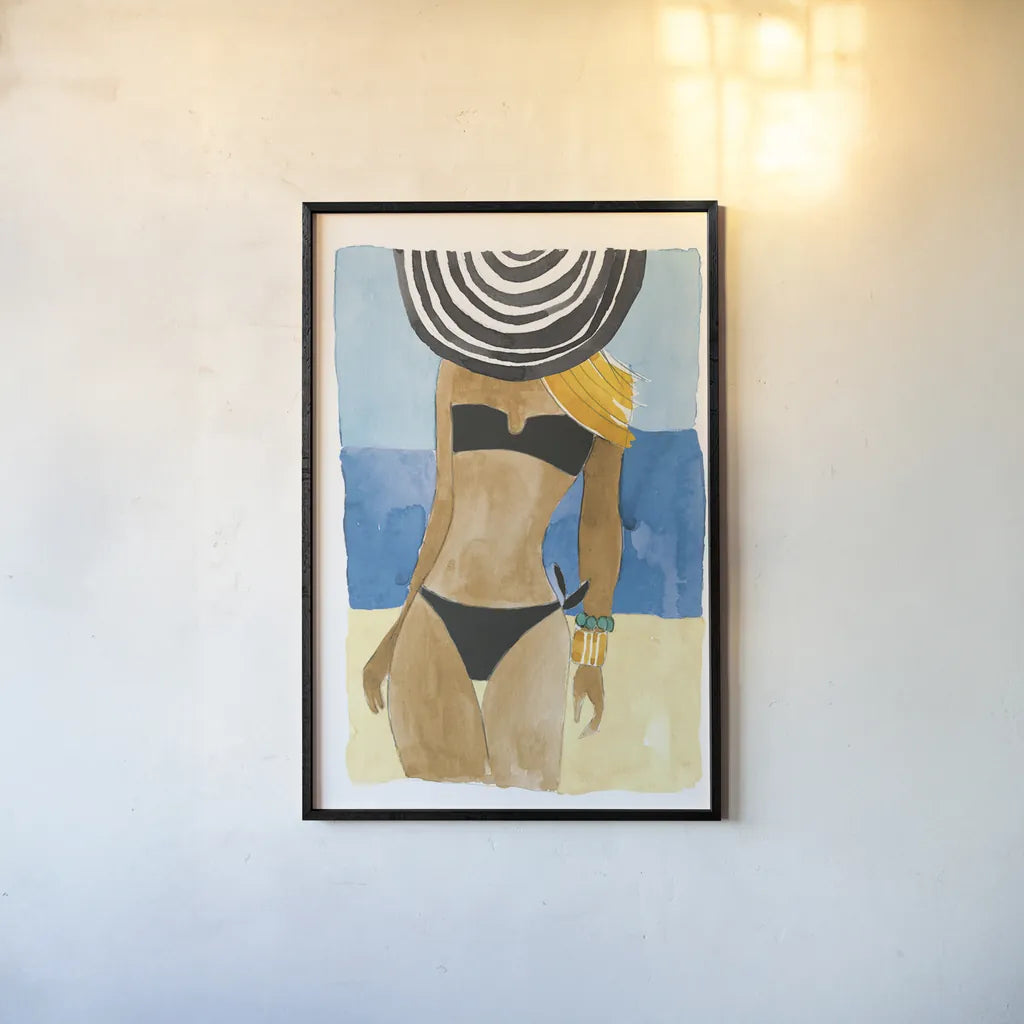 Ipanema Girl No Words by Mercedes Lopez Charro. shown as a paper print in a black flame. Available as a archival giclee rolled canvas, fine art paper, or poster print. SKU 81063h.