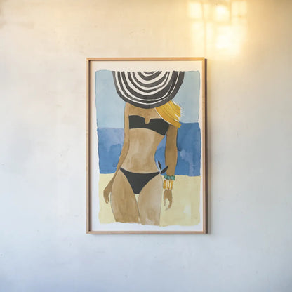 Ipanema Girl No Words by Mercedes Lopez Charro. shown as a paper print in a natural frame. Available as a archival giclee rolled canvas, fine art paper, or poster print. SKU 81063h.