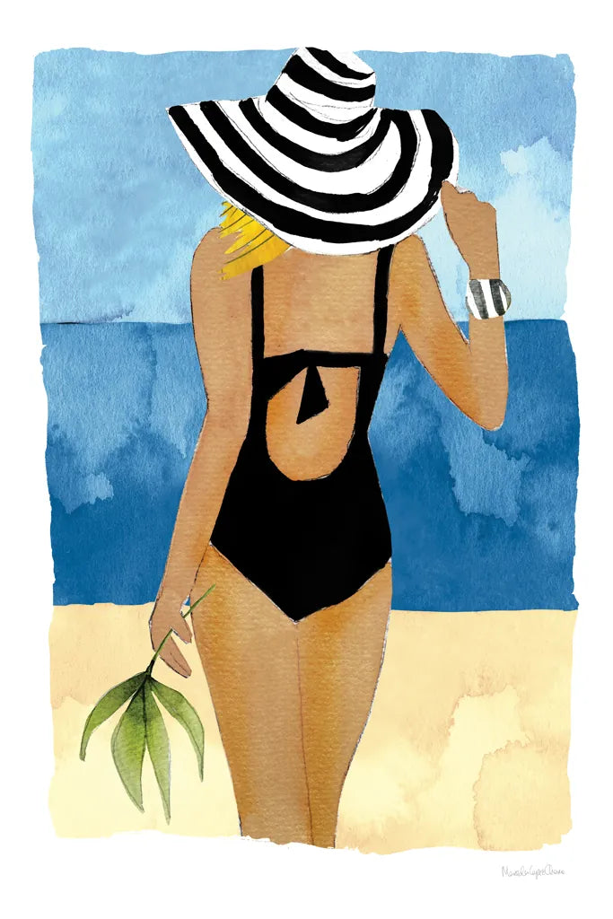 Ipanema Girl One Piece by Mercedes Lopez Charro. SKU 98158h. Archival Giclee Fine art print for wall decor.