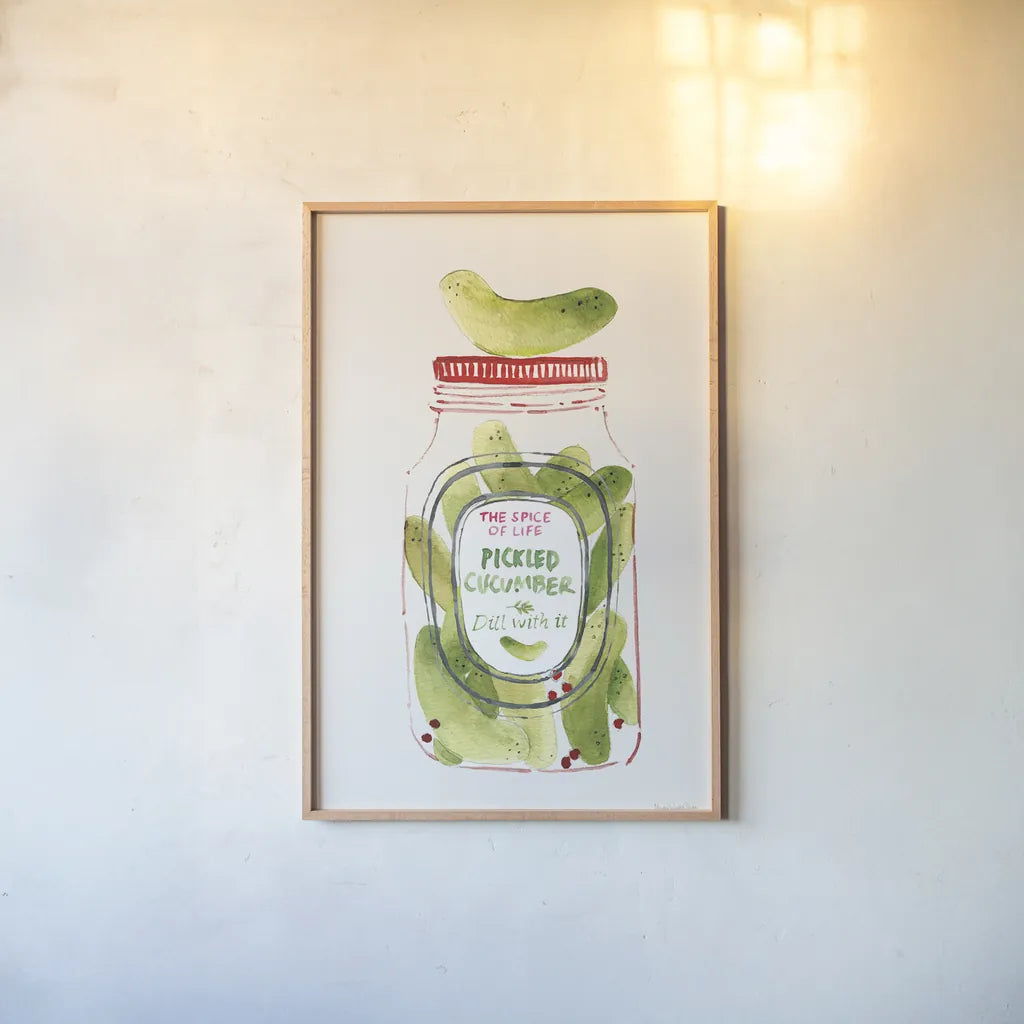 Jarred Delight I by Mercedes Lopez Charro. shown as a paper print in a natural frame. Available as a archival giclee rolled canvas, fine art paper, or poster print. SKU 85502h.