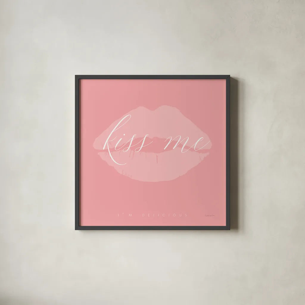 Kiss Me by Mercedes Lopez Charro. Shown in a sleek black glass frame for a contemporary gallery look. Available as an archival giclee rolled canvas, fine art paper, or poster print. SKU 68299a.