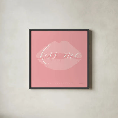 Kiss Me by Mercedes Lopez Charro. Shown in a sleek black glass frame for a contemporary gallery look. Available as an archival giclee rolled canvas, fine art paper, or poster print. SKU 68299a.