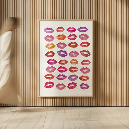 Kiss Me Quick by Mercedes Lopez Charro. shown as over sized large wall art. Available as an archival giclee rolled canvas, fine art paper, or poster print. SKU 77129h.