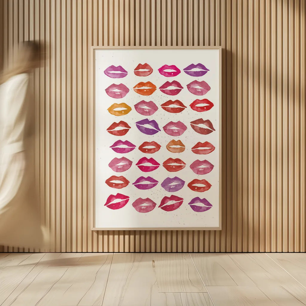 Kiss Me Quick No Words by Mercedes Lopez Charro. shown as over sized large wall art. Available as an archival giclee rolled canvas, fine art paper, or poster print. SKU 77424h.