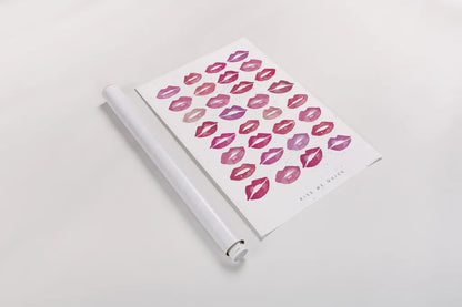 Kiss Me Quick Pink by Mercedes Lopez Charro. shown as a rolled paper print. Available as archival giclee rolled canvas, fine art paper, or poster print. SKU 82823h.