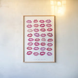 Kiss Me Quick Pink by Mercedes Lopez Charro. shown as a paper print in a natural frame. Available as a archival giclee rolled canvas, fine art paper, or poster print. SKU 82823h.