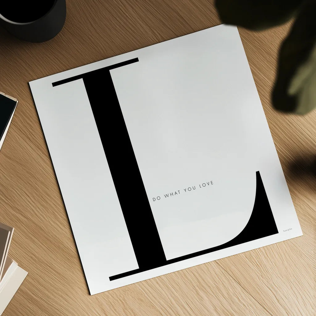 L is for Love on White by Mercedes Lopez Charro. Shown as a detailed flat fine art print, highlighting archival giclee quality. Available as an archival giclee rolled canvas, fine art paper, or poster print. SKU 64150a.