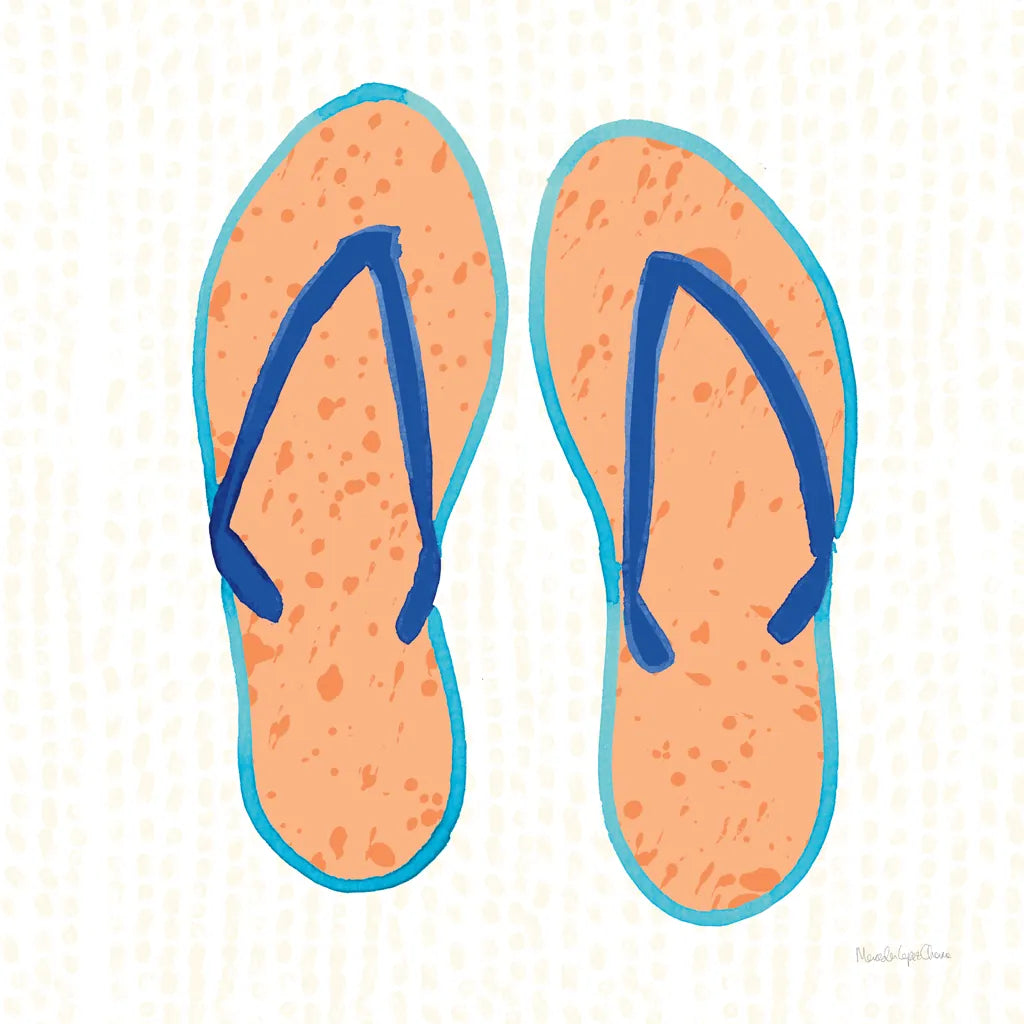 Laguna Flipflops I by Mercedes Lopez Charro. SKU 82204a. Archival Giclee Fine art print for wall decor.