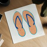 Laguna Flipflops I by Mercedes Lopez Charro. Shown as a detailed flat fine art print, highlighting archival giclee quality. Available as an archival giclee rolled canvas, fine art paper, or poster print. SKU 82204a.