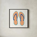 Laguna Flipflops I by Mercedes Lopez Charro. Shown in a sleek black glass frame for a contemporary gallery look. Available as an archival giclee rolled canvas, fine art paper, or poster print. SKU 82204a.
