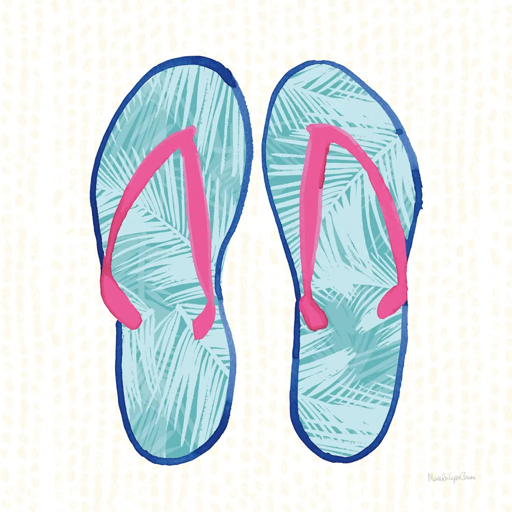 Laguna Flipflops II by Mercedes Lopez Charro. SKU 82205a. Archival Giclee Fine art print for wall decor.