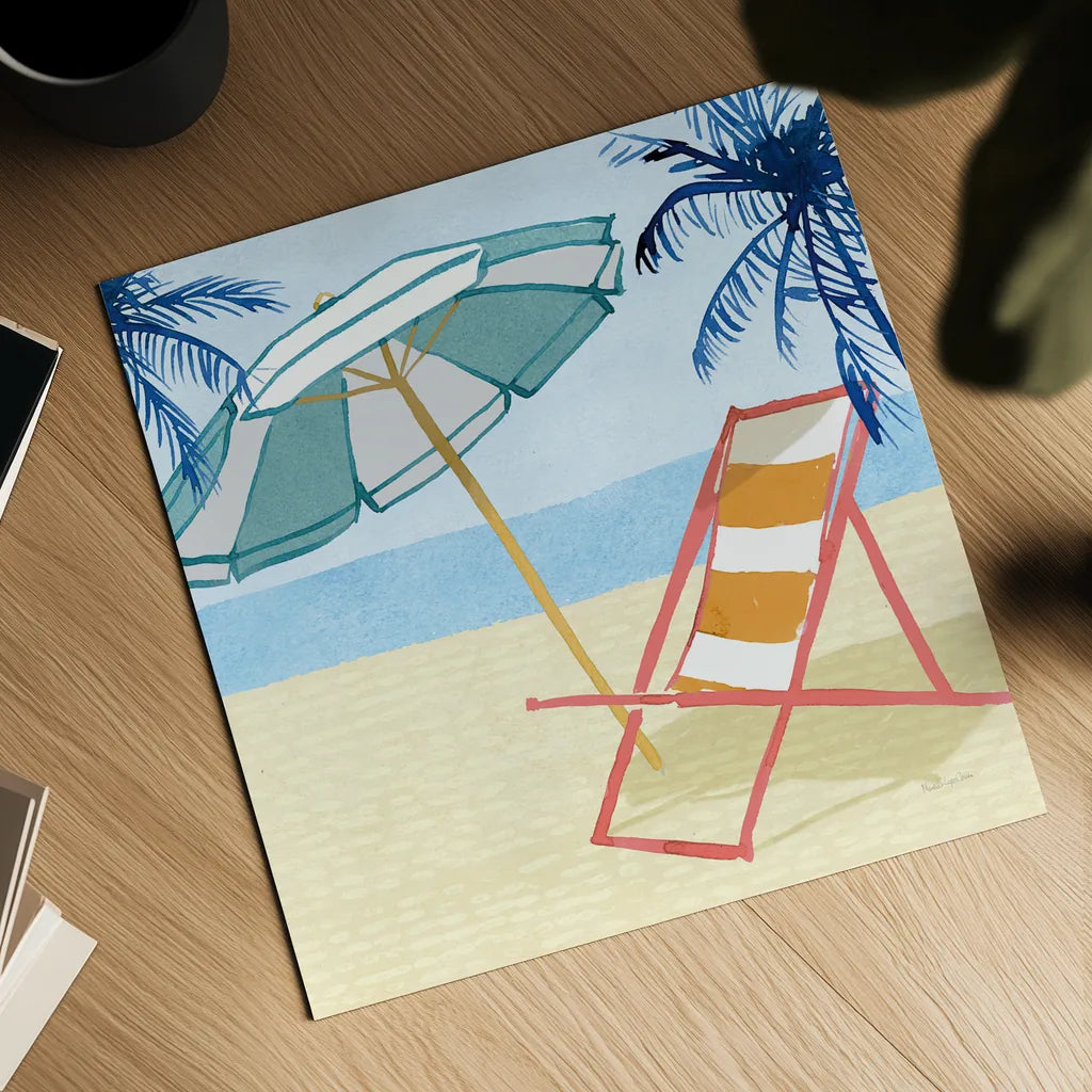 Laguna Lounging II by Mercedes Lopez Charro. Shown as a detailed flat fine art print, highlighting archival giclee quality. Available as an archival giclee rolled canvas, fine art paper, or poster print. SKU 82208a.