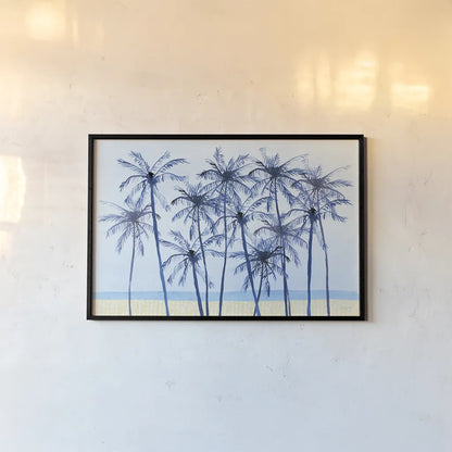Laguna Palms I by Mercedes Lopez Charro. shown as a paper print in a black flame. Available as a archival giclee rolled canvas, fine art paper, or poster print. SKU 82209i.