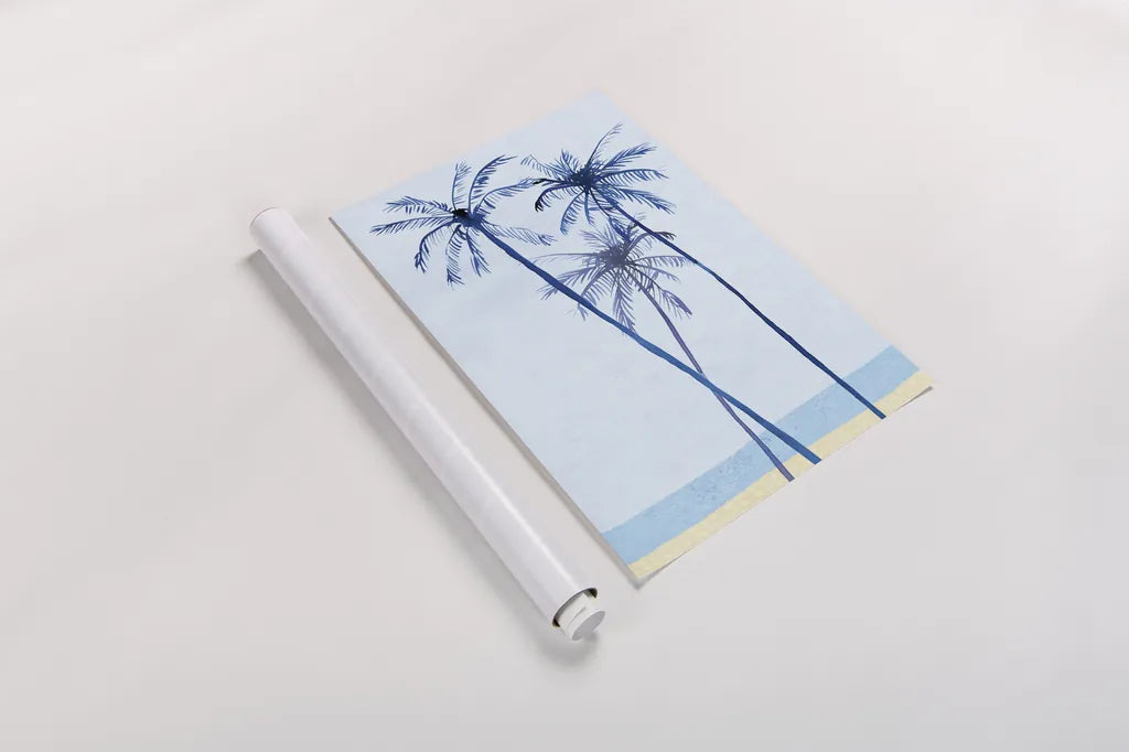 Laguna Palms Triptych II by Mercedes Lopez Charro. shown as a rolled paper print. Available as archival giclee rolled canvas, fine art paper, or poster print. SKU 82211h.