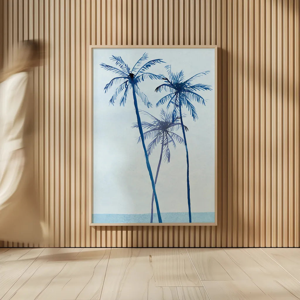 Laguna Palms Triptych II by Mercedes Lopez Charro. shown as over sized large wall art. Available as an archival giclee rolled canvas, fine art paper, or poster print. SKU 82211h.