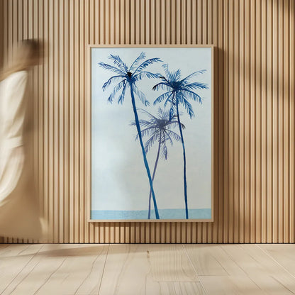 Laguna Palms Triptych II by Mercedes Lopez Charro. shown as over sized large wall art. Available as an archival giclee rolled canvas, fine art paper, or poster print. SKU 82211h.
