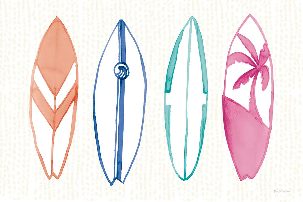 Laguna Surfboards I by Mercedes Lopez Charro. SKU 82213i. Archival Giclee Fine art print for wall decor.