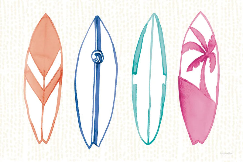 Laguna Surfboards I by Mercedes Lopez Charro. SKU 82213i. Archival Giclee Fine art print for wall decor.