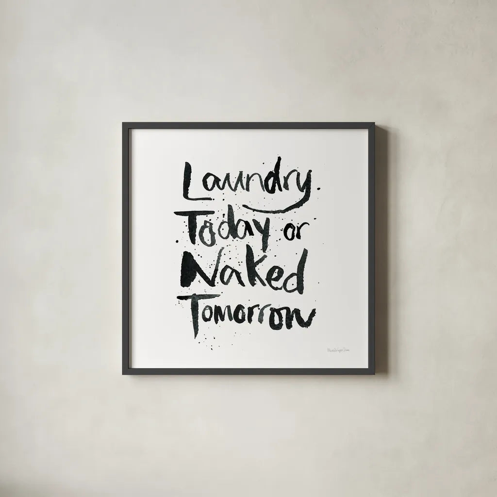 Laundry Day III by Mercedes Lopez Charro. Shown in a sleek black glass frame for a contemporary gallery look. Available as an archival giclee rolled canvas, fine art paper, or poster print. SKU 75486a.