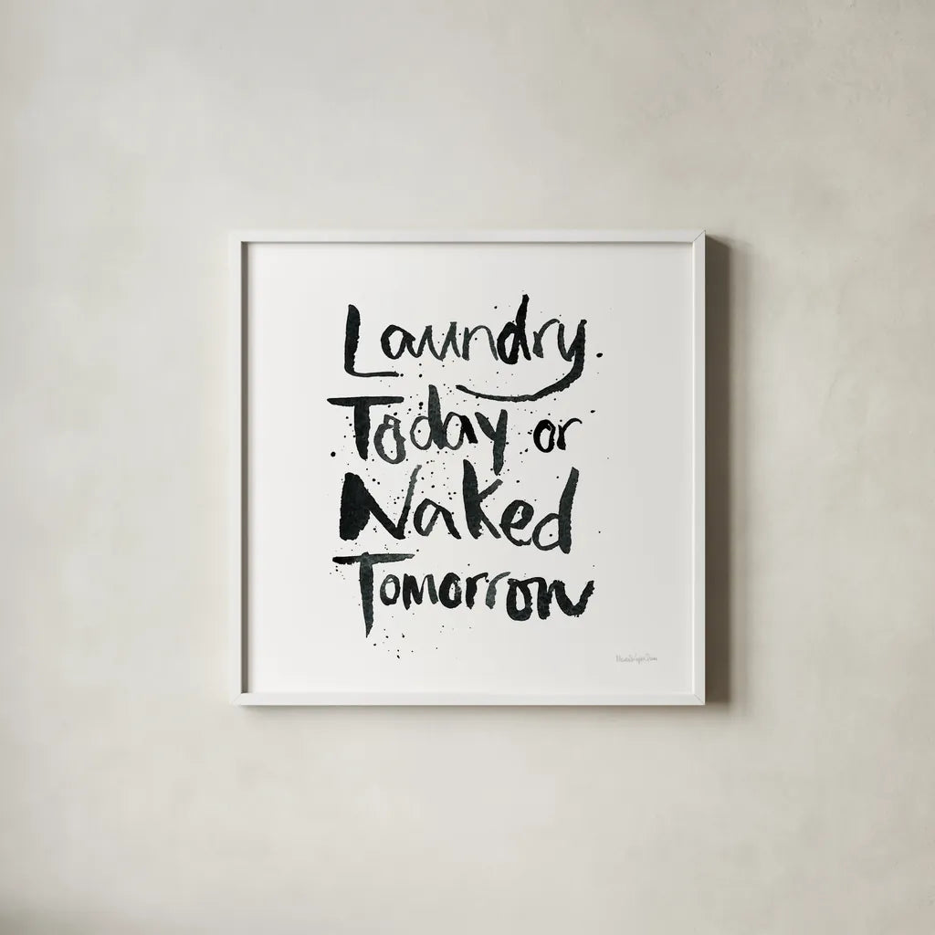 Laundry Day III by Mercedes Lopez Charro. Shown in a crisp white glass frame for a clean and minimalist style. Available as an archival giclee rolled canvas, fine art paper, or poster print. SKU 75486a.