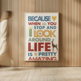 Life is Amazing by Mercedes Lopez Charro. shown as over sized large wall art. Available as an archival giclee rolled canvas, fine art paper, or poster print. SKU 77125h.