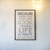 Life is Amazing II by Mercedes Lopez Charro. shown as a paper print in a black flame. Available as a archival giclee rolled canvas, fine art paper, or poster print. SKU 77216h.