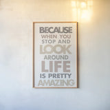 Life is Amazing II by Mercedes Lopez Charro. shown as a paper print in a natural frame. Available as a archival giclee rolled canvas, fine art paper, or poster print. SKU 77216h.