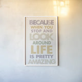 Life is Amazing II Pastel by Mercedes Lopez Charro. shown as a paper print in a white frame. Available as a archival giclee rolled canvas, fine art paper, or poster print. SKU 82354h.