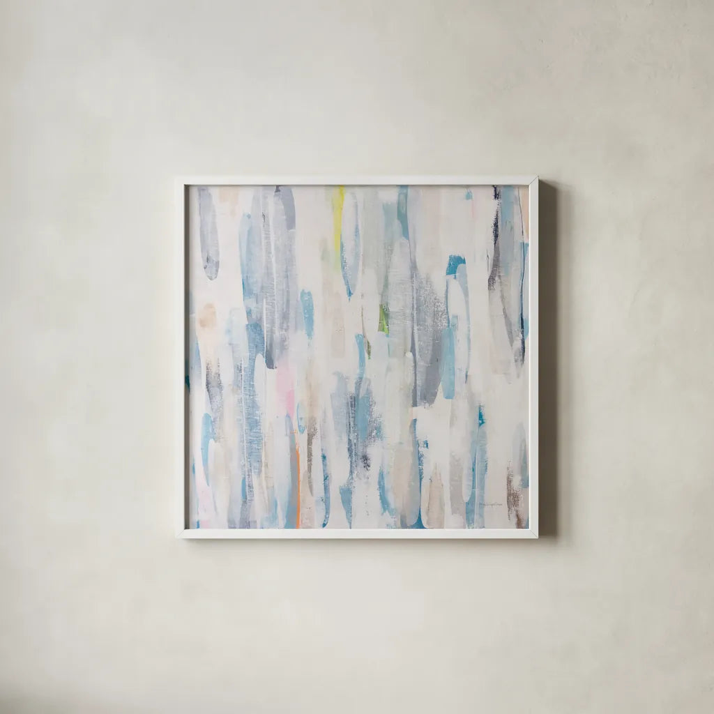 Lifeguard by Mercedes Lopez Charro. Shown in a crisp white glass frame for a clean and minimalist style. Available as an archival giclee rolled canvas, fine art paper, or poster print. SKU 101399a.