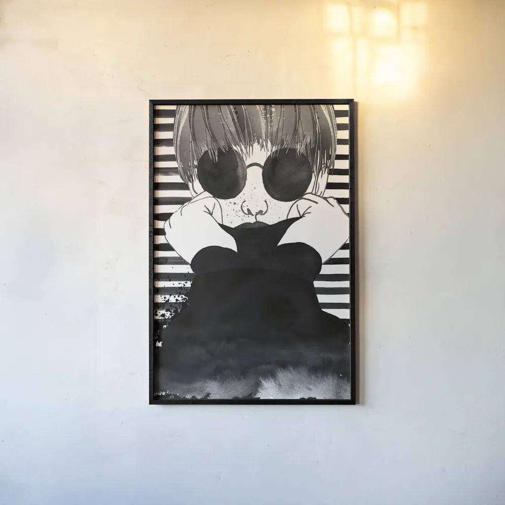 Looking for Paradise Plain Sunglasses by Mercedes Lopez Charro. shown as a paper print in a black flame. Available as a archival giclee rolled canvas, fine art paper, or poster print. SKU 73287h.