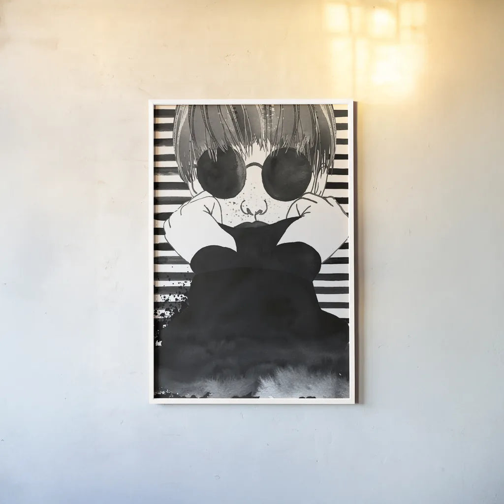 Looking for Paradise Plain Sunglasses by Mercedes Lopez Charro. shown as a paper print in a white frame. Available as a archival giclee rolled canvas, fine art paper, or poster print. SKU 73287h.