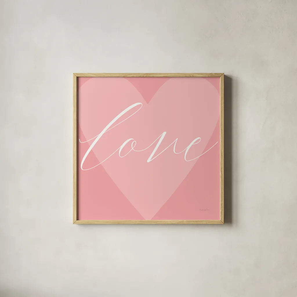 Love Heart by Mercedes Lopez Charro. Shown in a natural wood glass frame for a timeless modern aesthetic. Available as an archival giclee rolled canvas, fine art paper, or poster print. SKU 68300a.