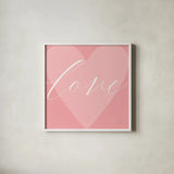 Love Heart by Mercedes Lopez Charro. Shown in a crisp white glass frame for a clean and minimalist style. Available as an archival giclee rolled canvas, fine art paper, or poster print. SKU 68300a.