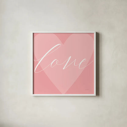 Love Heart by Mercedes Lopez Charro. Shown in a crisp white glass frame for a clean and minimalist style. Available as an archival giclee rolled canvas, fine art paper, or poster print. SKU 68300a.