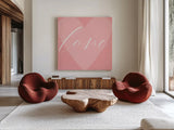 Love Heart by Mercedes Lopez Charro. Shown as extra-large giant wall art in a modern living room. Available as an archival giclee rolled canvas, fine art paper, or poster print. SKU 68300a.