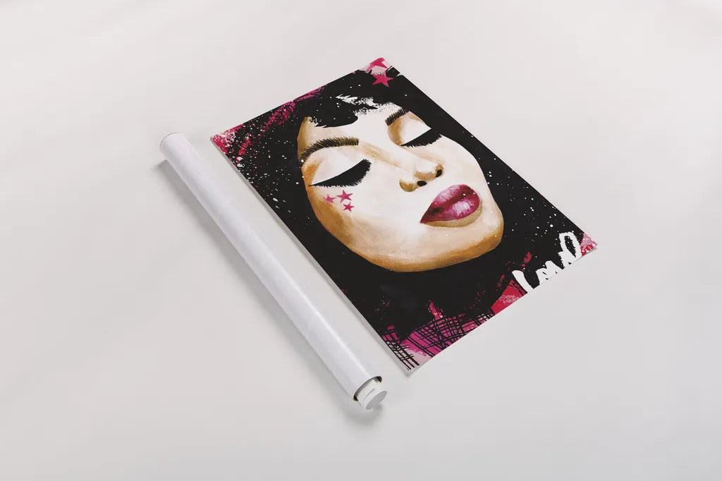 Love Star by Mercedes Lopez Charro. shown as a rolled paper print. Available as archival giclee rolled canvas, fine art paper, or poster print. SKU 70521h.