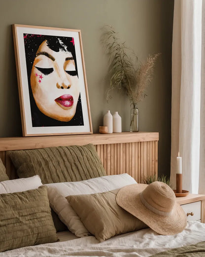 Love Star by Mercedes Lopez Charro. shown as a paper print in a natural frame. Available as a archival giclee rolled canvas, fine art paper, or poster print. SKU 70521h.