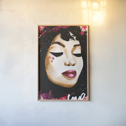 Love Star by Mercedes Lopez Charro. shown as a paper print in a natural frame. Available as a archival giclee rolled canvas, fine art paper, or poster print. SKU 70521h.