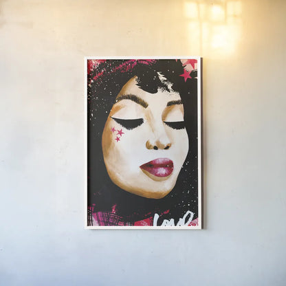 Love Star by Mercedes Lopez Charro. shown as a paper print in a white frame. Available as a archival giclee rolled canvas, fine art paper, or poster print. SKU 70521h.