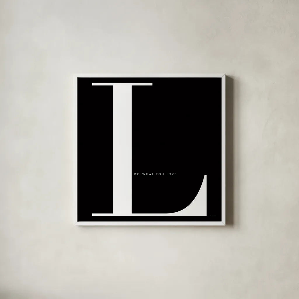 Love is for Love by Mercedes Lopez Charro. Shown in a crisp white glass frame for a clean and minimalist style. Available as an archival giclee rolled canvas, fine art paper, or poster print. SKU 64143a.