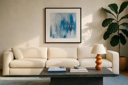 Loved by Mercedes Lopez Charro. Displayed in a glass frame with matte in a clean modern living room. Available as an archival giclee rolled canvas, fine art paper, or poster print. SKU 67819a.