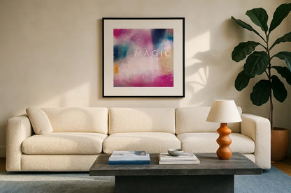 Magic by Mercedes Lopez Charro. Displayed in a glass frame with matte in a clean modern living room. Available as an archival giclee rolled canvas, fine art paper, or poster print. SKU 67825a.