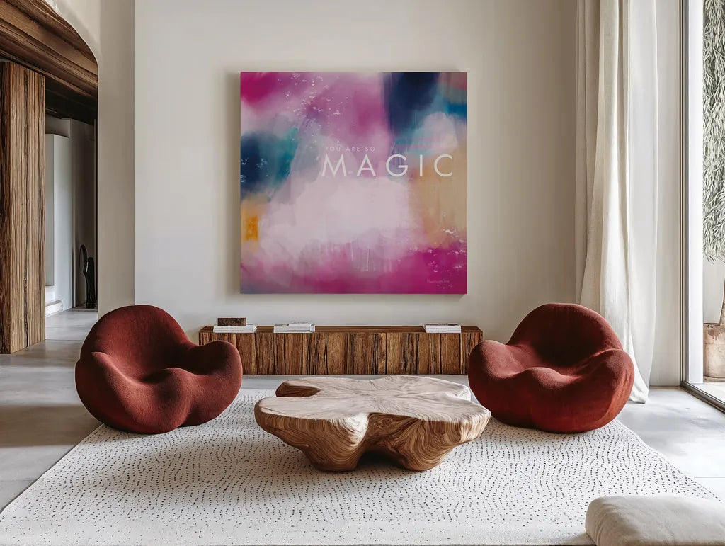 Magic by Mercedes Lopez Charro. Shown as extra-large giant wall art in a modern living room. Available as an archival giclee rolled canvas, fine art paper, or poster print. SKU 67825a.