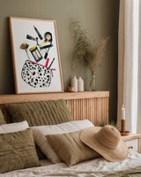 Make it Up I by Mercedes Lopez Charro. shown as a paper print in a natural frame. Available as a archival giclee rolled canvas, fine art paper, or poster print. SKU 68090h.