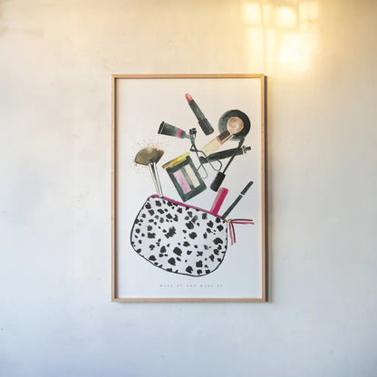 Make it Up I by Mercedes Lopez Charro. shown as a paper print in a natural frame. Available as a archival giclee rolled canvas, fine art paper, or poster print. SKU 68090h.