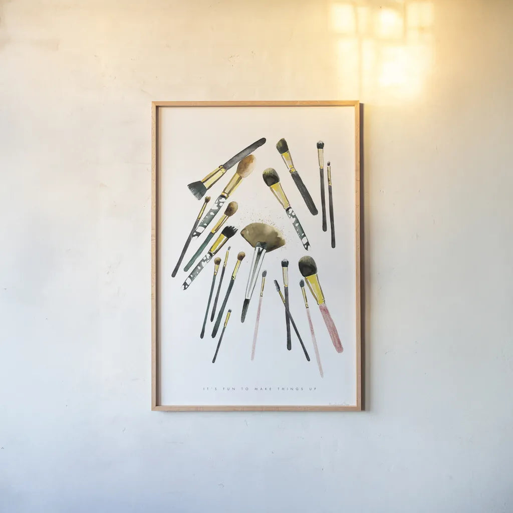 Make it Up II by Mercedes Lopez Charro. shown as a paper print in a natural frame. Available as a archival giclee rolled canvas, fine art paper, or poster print. SKU 68091h.